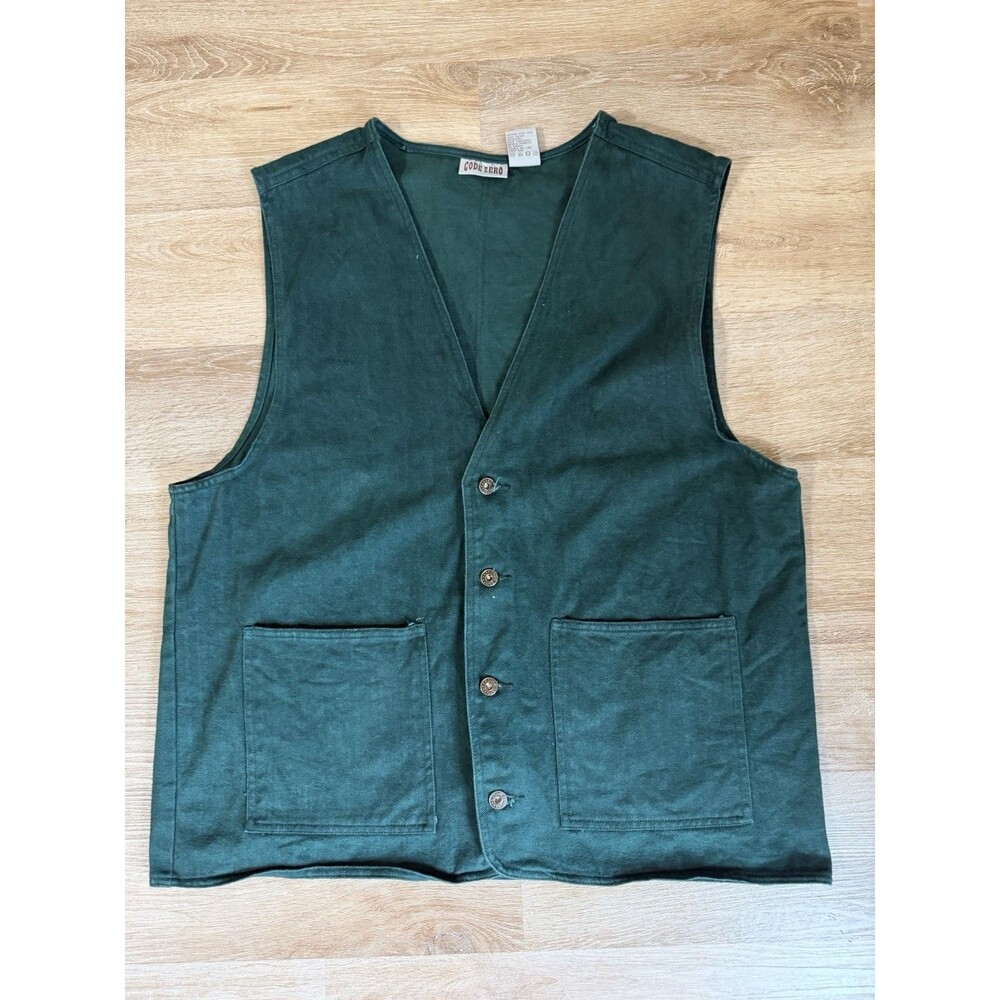 Code Zero Hunter Green Men’s Vest Western Button Up Holiday Large